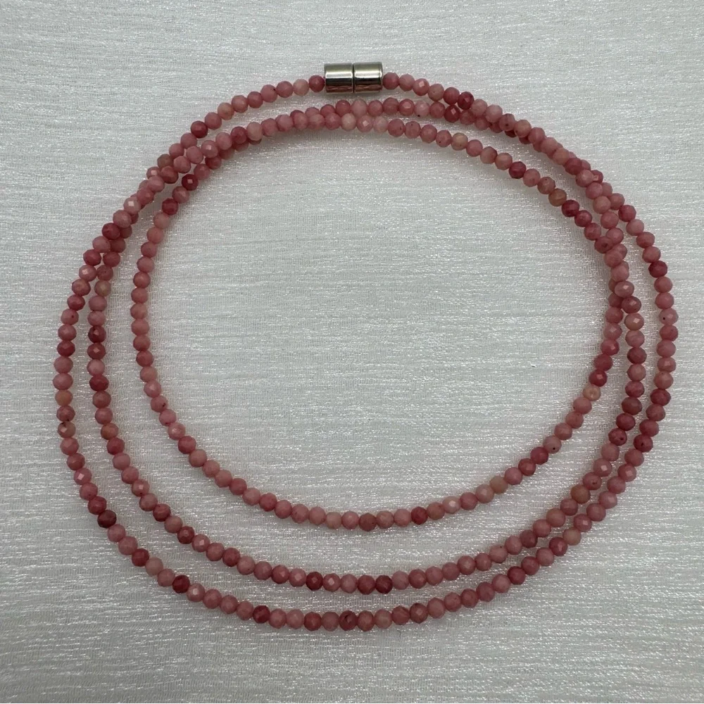 Rhodochrosite Beaded Gemstone Magnetic Necklace
